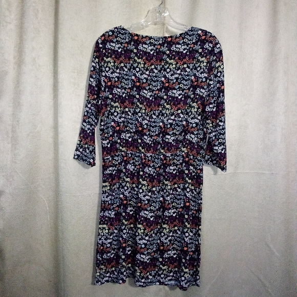 H&M Divided Black Floral Mini Dress 3/4 Sleeve  Size 12 - Picture 3 of 8